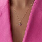 Renkli Taşlı Minimal Altın Arı Kolye