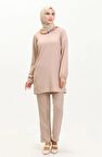 Candy Kolye Detaylı Tunik Pantolon İkili Takım - 71136 - Bej