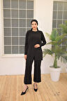 Asimetrik Kesim İkili Tesettür Eşofman Takımı - 71191 - Siyah