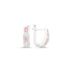 Gümüş  Düz Model Pembe Zirkon Taşlı Çocuk Küpesi