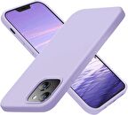 Apple iPhone 14 Kılıf içi Süet Korumalı Silikon Lila Renk