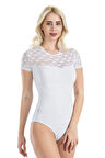 Azze  Yarım Kol Dantelli Kadın Body 338
