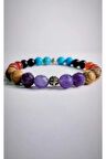 Doğaltaş Unisex Nazar Bilekliği Ametist, Jasper, Akik, Turkuaz, Yıldız Taşı