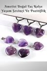 Kalp Ametist Doğal Taş Kolye ( Güçlü Bir Şifa Taşı ) Aa Kalite