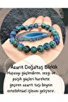 Azurit ( Akik Taş Hediyeli ) Hafıza Güçlendirici / Sezgi Ve Psişik Güç Doğal Taş Bileklik 8 mm