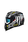 Sx.100 Enıgma Mat Siyah Beyaz Motosiklet Full Face Kask
