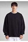 Impavido Pamuklu Unisex Oversize Basic Beyaz Bisiklet Yaka Sweatshirt