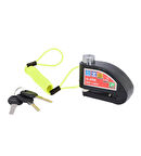 Motosiklet Alarmlı Disk Kilidi 110 Desibel Hatırlatma Kablolu Su Geçirmez (Siyah)_Supermoto