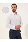 Beyaz Slim Fit Armürlü Gömlek