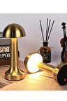 Dekoratif Metal Gold Mantar Kablosuz Masa Lambası Ledli 5V 3 Renk
