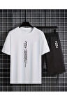 DİKEY BASKLI Oversize alt üst Takımı(T-shirt - şort)