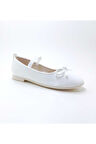 Kız Çocuk Ayakkabı lastikli Fiyonklu Babet Beyaz