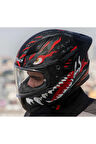 Rapıd 2 Race Kaıju Mat Siyah-Kırmızı Fullface Motosiklet Kaskı Şeffaf Camlı