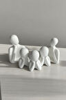 Beşli Aile Dekoratif Obje Biblo (8 cm-7 cm-6 cm) Beyaz