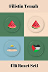 Filistin Temalı 4'lü Rozet Seti