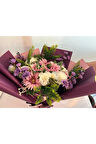 Pembe Beyaz Isteme Çiçeği - Yapay Isteme Çiçeği - Gül Isteme Çiçeği - Isteme Buketi- Mor Buket