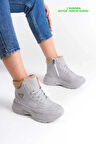 Abra Süper Hafif Ortopedik Yün Astarlı Kadın Spor Bot - Gri