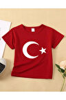 Kız-Erkek Çocuk Kırmızı Türk Bayraklı Penye Tişört