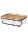 365+ Cam saklama kabı-bambu 1lt Dikdörtgen