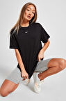 Sportswear Oversized T-shirt Unisex Nakış Swooslu Siyah Tişört