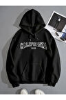 LUNAVISITA Baskılı 2 Iplik Şardonlu Kapüşonlu Kanguru Oversize Salaş Hoodie Sweatshirt
