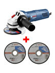 Bosch Avuç Taşlama Makinesi Gws 750 115MM Spiral + 2 Adet 115MM x 2.5mm Düz Metal Kesme Diski