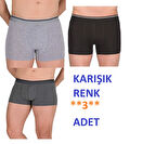 Berrak 1097 (Karışık renk) 3 Pamuklu 6 ADET Likralı Rahat Erkek Boxer Paçalı Külot