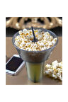 2li Set Pratik Pipetli Bardaklı Pop Corn Kovası Atıştırma Çerez Tabağı Kuruyemiş Patlamış Mısır Cips