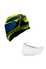 STORM 2 DODGER MAT SİYAH-NEON SARI KASK MAVİ CAM