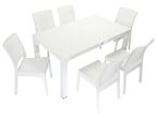 Mandella Elit Rattan 90x150 Elit Sandalye Masa Takımı BEYAZ