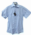 Mazzaro  MAVİ M  DESENLİ PAMUK  MAVİ KISA KOLLU SLİM FİT ERKEK GÖMLEK