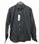 Rival Cepsiz S  Slim Fit Yumuşak Yakalı Düğme  Biye Detay Klasik Siyah Uzun Kollu Erkek Gömlek