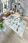 Oyun Halısı Yıkanabilir Antibakteriyel Figür Çeşit Çeşit Desen Genç/Çocuk Halısı Pamuk Taban Saçaklı