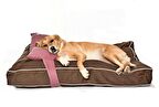 Petza Moat L Üstü Açık - Yastıklı Çift Taraflı - Fermuarlı Kahverengi - Pembe Büyük - Orta Irk Köpek Yatağı