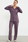 Sementa 76438 Yarım Düğmeli Cep Detaylı Pijama Takım