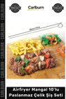 #ŞişSeti Kaliteli Fırın Izgara Kamp Kebap Airfryer Mangal 10'lu Paslanmaz Çelik Şiş Seti 20 cm