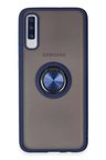 Newface Samsung Galaxy A70 Kılıf Montreal Yüzüklü Silikon Kapak - Lacivert