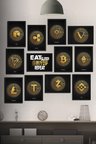 12 Parça Çerçeve Görünümlü Bitcoin Ve Altcoin Sepeti Coin Mdf Tablo Seti (80x80 Cm)