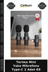 Premium Torima Mini Yaka Mikrofonu Type-C 2 Adet K9 Toplantı Yayın Konuşma