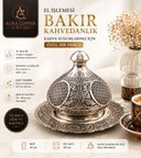 Ağır El İşlemesi Bakır Kahvedanlık – Kahve Sunumluk Dekoratif Kapaklı Kahve Sunum Seti ve Otantik Obje Aksesuar