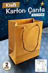 Kraft Karton Çanta  Hediye Paketi Çanta Poşet 2'li 14*17*8cm-T1068