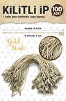 Kilitli İp Renkli Asmalı Etiket Bağlama İpi Lock String Tag Rope 100 Adet Gold Simli-T1073