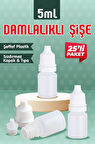 25 Adet 5 ml Kırılır Kapaklı  Damlalıklı  Boş Ldpe Polietilen, Aseton , Mürekkep , Kolonya , Dezenfektan , Likit Şişesi -T1144