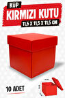 Kare Kapaklı Karton Kutu Hediye Kutusu 10 adet Hediyelik Kutusu 11,5x11,5x11,5 cm 10 adet  Kırmızı-T1474