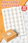 Siparişiniz İçin Teşekkür Ederiz Sticker 35 Adet  4 cm Opak Sticker Paketleme Yapışkanlı Etiket-T986