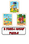 3Farklı Ahşap Puzzle Eğitici  Montessori Ahşap Puzzle Çubuk Puzzle Ahşap Yapboz Çocuk Oyuncak