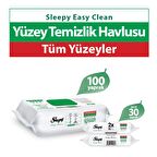 Sleepy Easy Clean Yüzey Temizlik Havlusu&Mendili 100+2x15 (130 Yaprak)