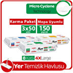 Sleepy Easy Clean Mopa Uyumlu Yer Temizlik Havlusu&Mendili Karma Paket 3x50 (150 Yaprak)