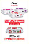 Sleepy Easy Clean Çiçek Serisi&Greyfurt Yağlı Süper Mutfak Yüzey Temizlik Havlusu&Mendili(3x100+50)