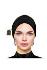 Üç Bantlı Bone Dış Bone Hijab Tesettür Siyah Hazır Sandy Kumaş